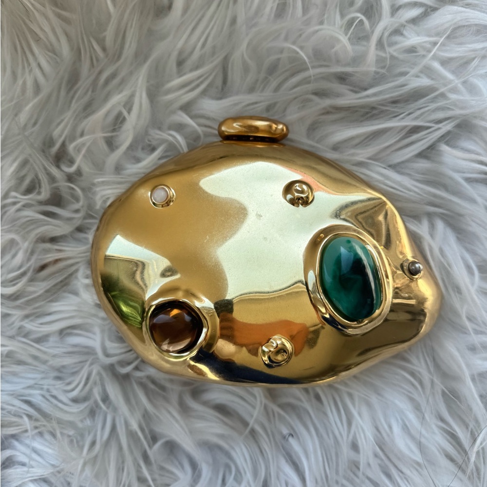 Zara Gold Oval Gem clutch